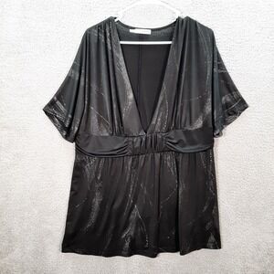 Maurices Shirt Womens 2 Black Abstract Shimmer Blouse Fairy Goth Whimsigoth
